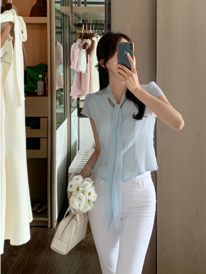 【PREMIUM】【最高級★LUXURY STYLE】【全4色】開き襟ブラウス　アイボリー ピンク スカイブルー ブラック　S/M【del-t4233top】( vdh )(240712) シャツ/ブラウス│1page｜通常価格とセール価格│STYLEDOOR