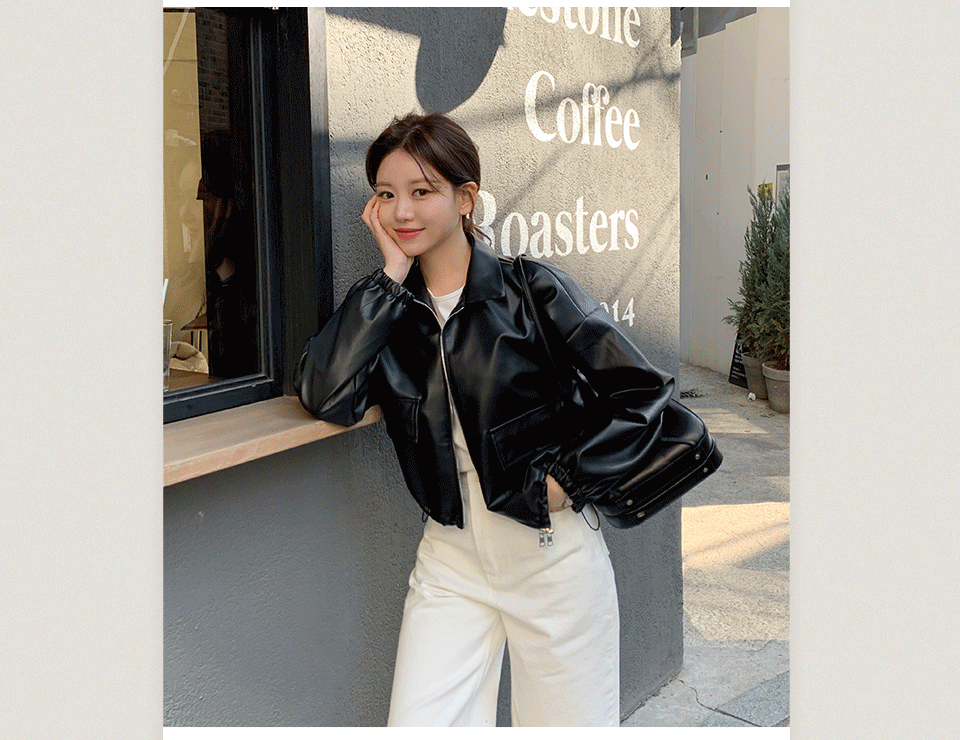 5000장 돌파✨ [비건레더] 스트링 투웨이 가죽 자켓 데일리룩,데이트룩,출근룩,나들이룩,하객룩,모임룩,아우터,레더자켓 jk2594 상세 이미지 6