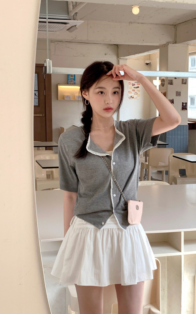 韓国ゴルフウェア　j.jane チェックボタンフラワースカート Check button flower skirt(Black) | プレミアムゴルフウェア J