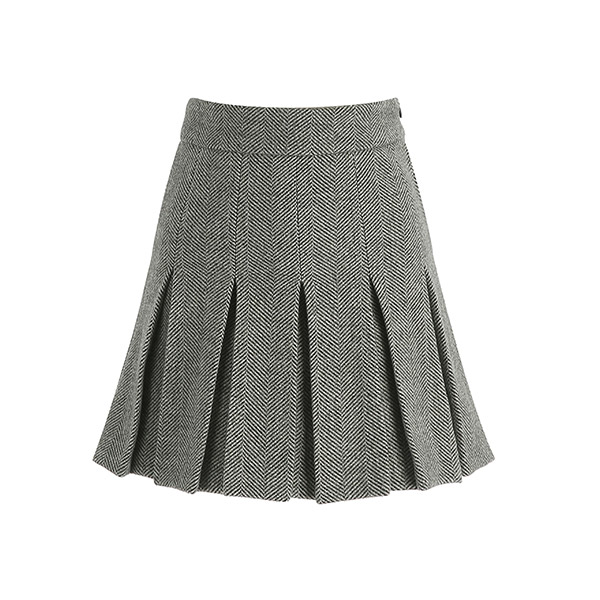 sk5289 따스한 울 헤링본 패턴의 A라인 플리츠 미니 스커트 skirt