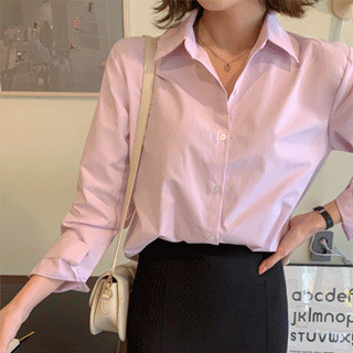 데일리로 입기 좋은 톡톡한 코튼 패브릭의 셔츠 블라우스 blouse 벚꽃룩