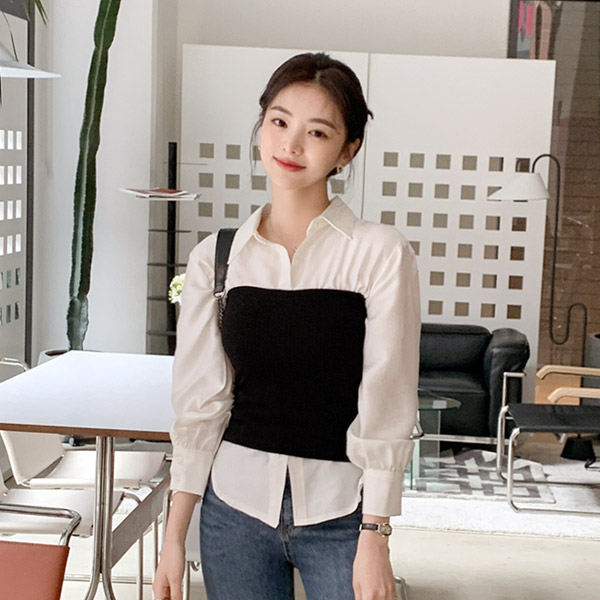 베이직 모달 카라 셔츠 블라우스