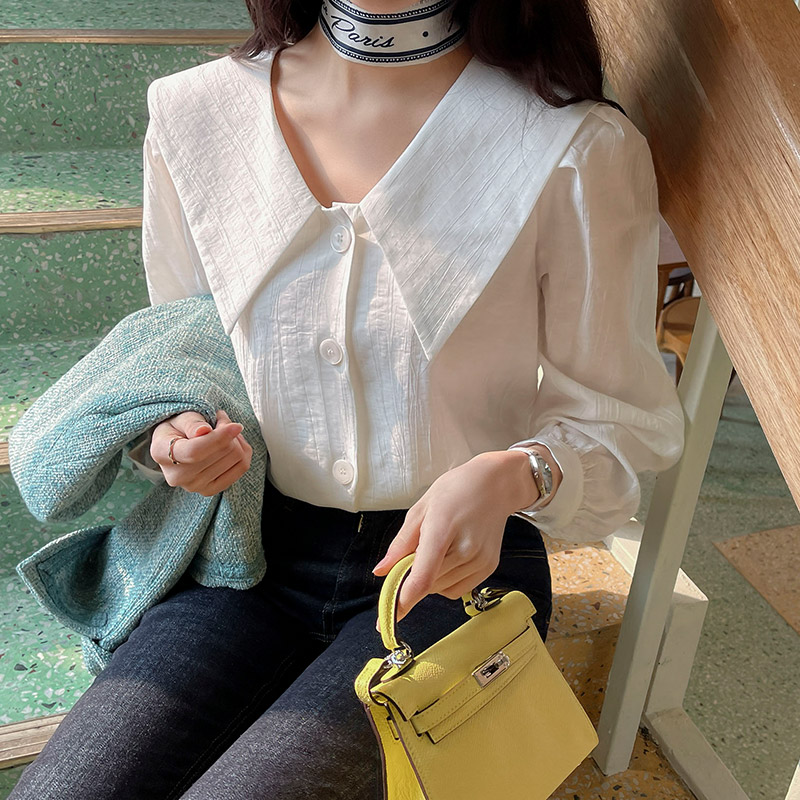 리밍 세일러 카라 블라우스 벚꽃룩