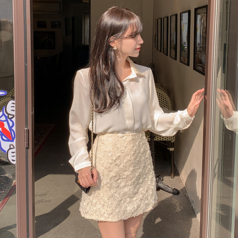 로맨틱 로즈 레이스 H라인 미니스커트 skirt 벚꽃룩