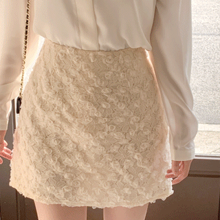 로맨틱 로즈 레이스 H라인 미니스커트 skirt 벚꽃룩