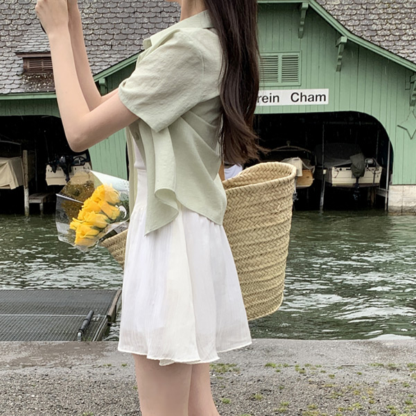 (봄여름내내)퓨어트 뒷밴딩 요루쉬폰 플레어 미니스커트 skirt