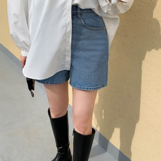캐쥬얼한 일자핏 4부 데님 팬츠 pants 벚꽃룩