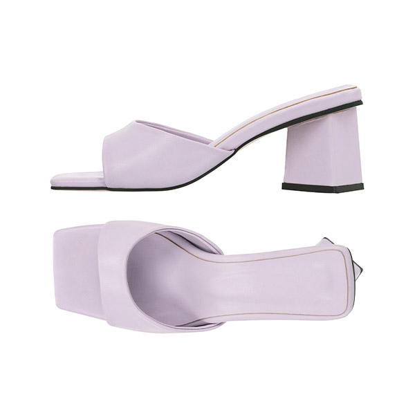 페미닌한 무드의 오픈스퀘어토 미들힐 뮬 여름 shoes