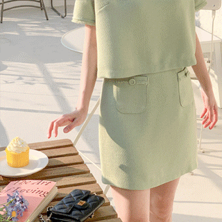 sk5694 포켓 포인트의 H라인 트위드 여름 미니스커트 skirt