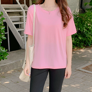 (1+1) 에어리 쿨링 베이직 반팔 티셔츠 벚꽃룩