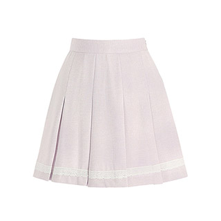 러블리한 레이스 장식의 여름 트위드 플리츠 미니 스커트 skirt