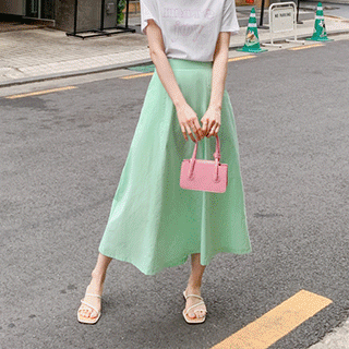 캔디팝 컬러 구성의 시원한 코튼 플레어 롱스커트 skirt