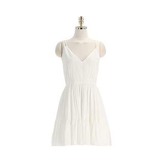 백리스 디자인의 V넥 슬리브리스 여름 미니 원피스 dress