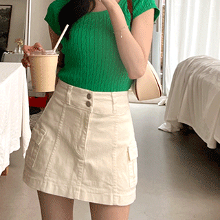 투버튼 디자인의 팬츠안감 카고 여름 미니 스커트 skirt