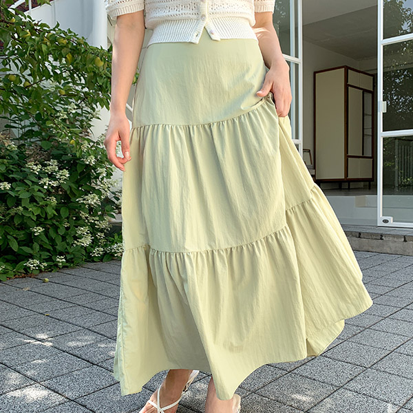 sk5789 여성스러운 실루엣의 백밴딩 캉캉 여름 롱 스커트 skirt
