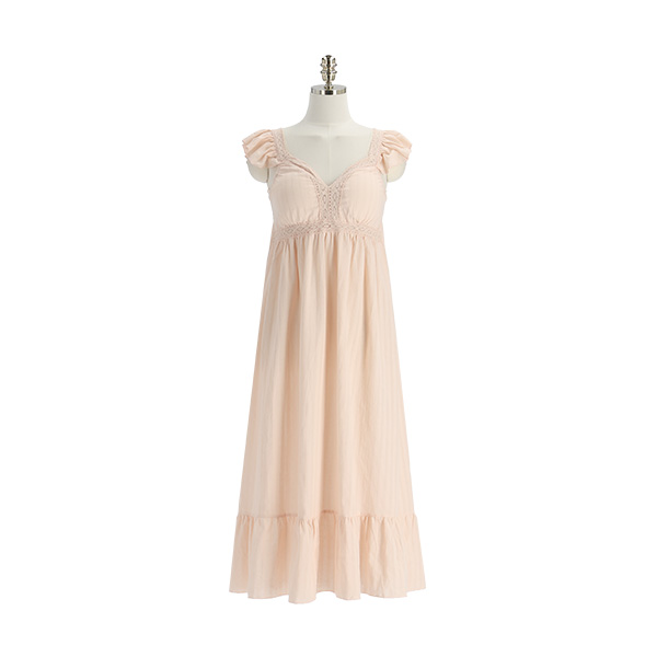 op14247 사랑스러운 핑크 프릴 원피스 여름 파자마 dress