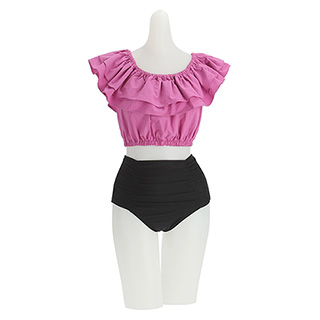 러블리한 프릴 디자인의 투웨이 배색 비키니 세트 bikini 벚꽃룩