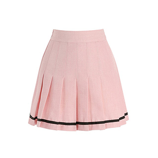 밑단 배색 썸머 트위드 미니 플리츠 스커트 skirt