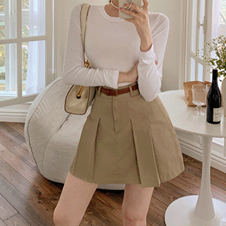 로우라이즈 플리츠 미니 스커트 skirt 벚꽃룩