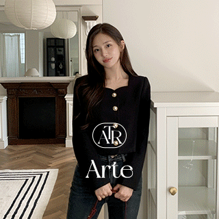 (MADE/가을베스트/브랜드공정) 모앤느 하트넥 진주버튼 트위드 크롭 자켓