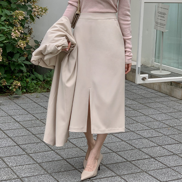 깔끔한 피팅감의 앞트임 H라인 롱 스커트 skirt 벚꽃룩