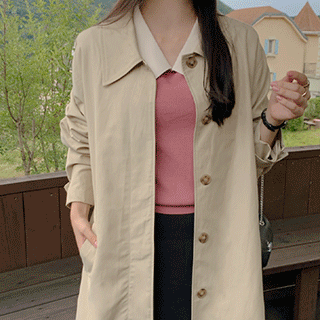 소녀감성의 싱글카라 클래식 트렌치코트 coat