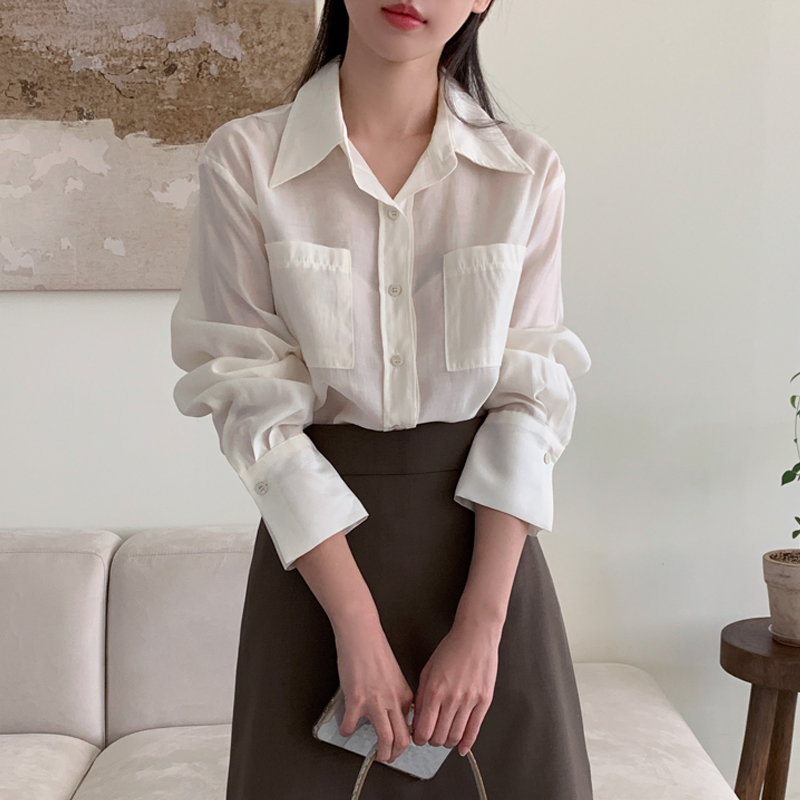 매끄러운 텐셀 루즈핏 긴팔 셔츠 blouse