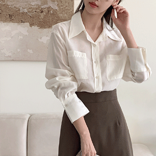 매끄러운 텐셀 루즈핏 긴팔 셔츠 blouse