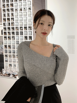 (여리핏♥) 레나 사선 골지  니트