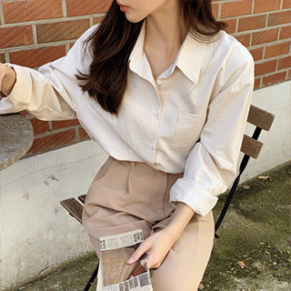 코드 코튼 포켓 루즈핏 셔츠 blouse