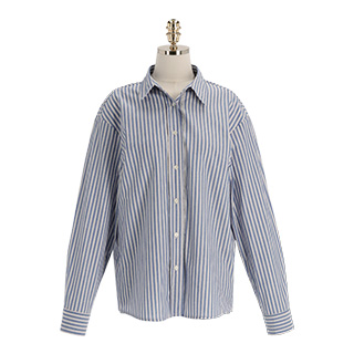 스트라이프 패턴의 루즈핏 코튼 셔츠 blouse