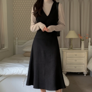 サスペンダーワンピース ドレス 韓国レディースファッション通販attrangs アットランス