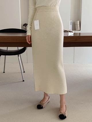 포그 울 캐시미어 니트 스커트