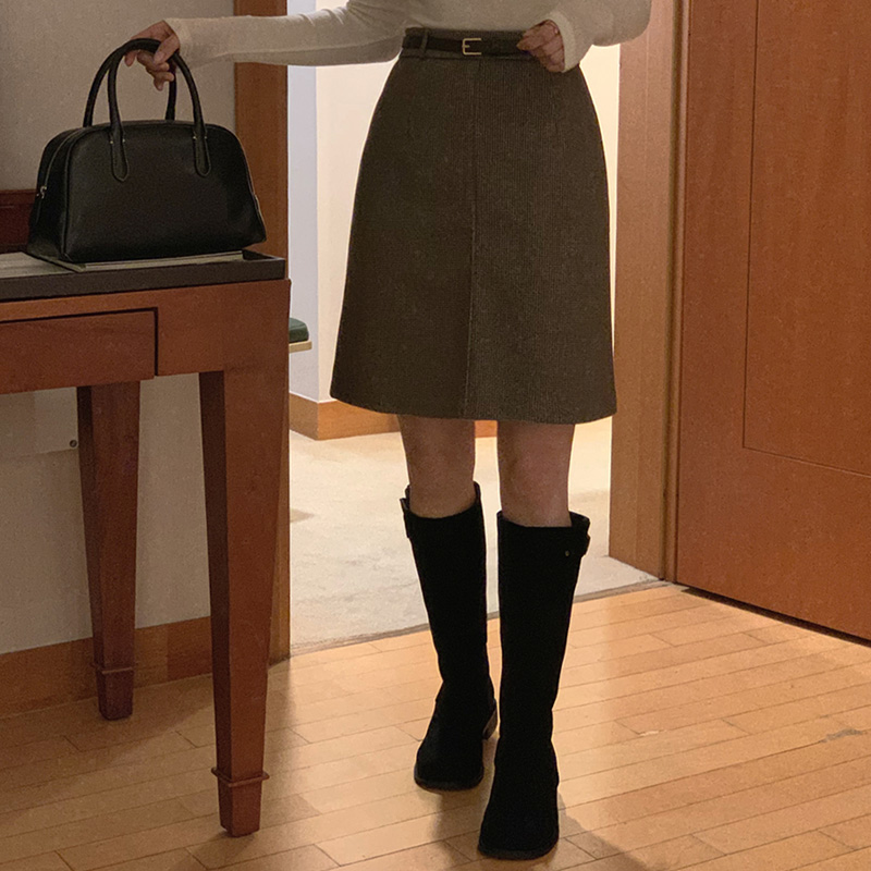 머스크 벨트세트 체크 미디 양기모 겨울 스커트 skirt