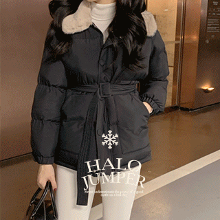 헤일로 페이크 퍼 카라 웰론 겨울 패딩