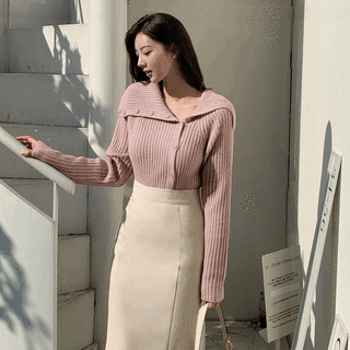 [울함유] (비슷한저가상품과비교불가) 포엘라 언발 카라 골지 울 니트 가디건