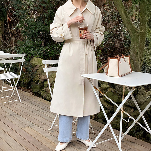 (MADE)메모리즈 싱글 카라 롱 트렌치코트