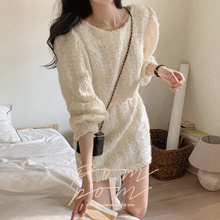 폼폼 세미크롭 밴딩 블라우스 blouse 벚꽃룩