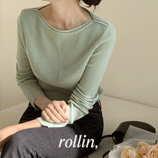 롤린 잔골지 입술넥 니트 knit