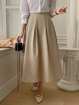 (MADE/스테디셀러/허리밴딩) 리츠 플리츠 롱 스커트