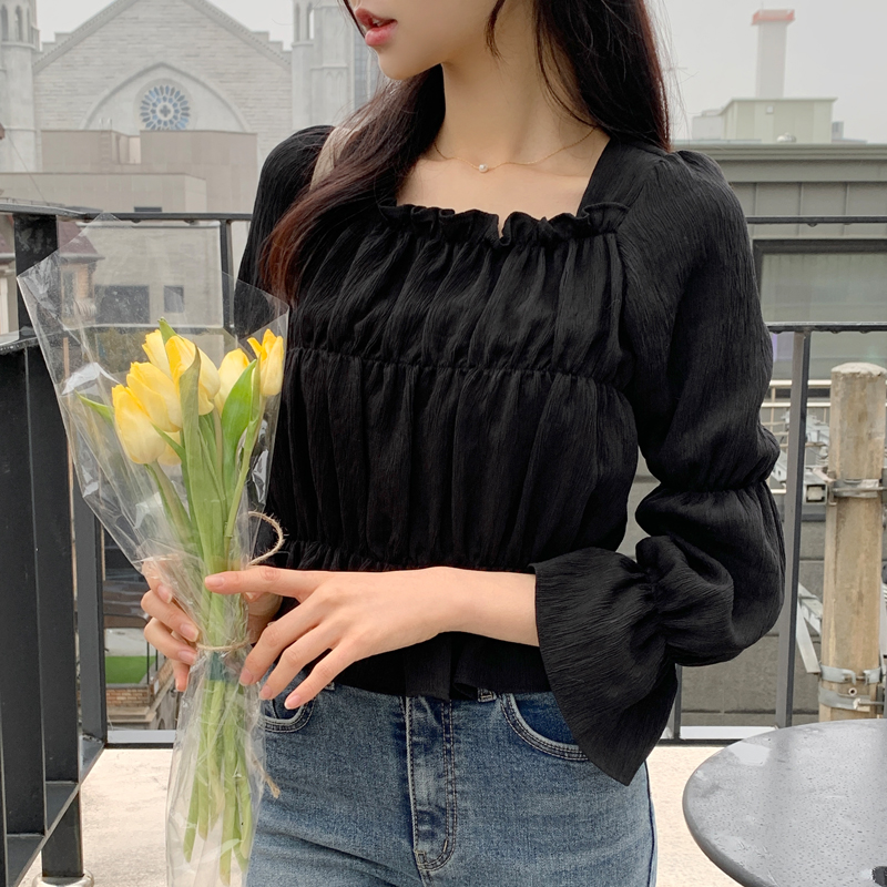 오블리에 셔링 블라우스 