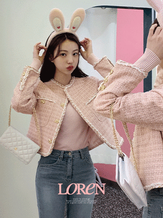 로렌 트위드 숏 자켓