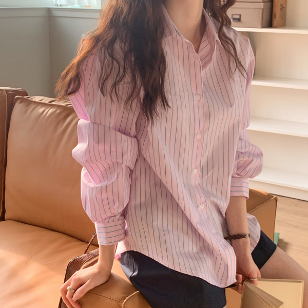 프렌치 루즈핏 스트라이프 셔츠