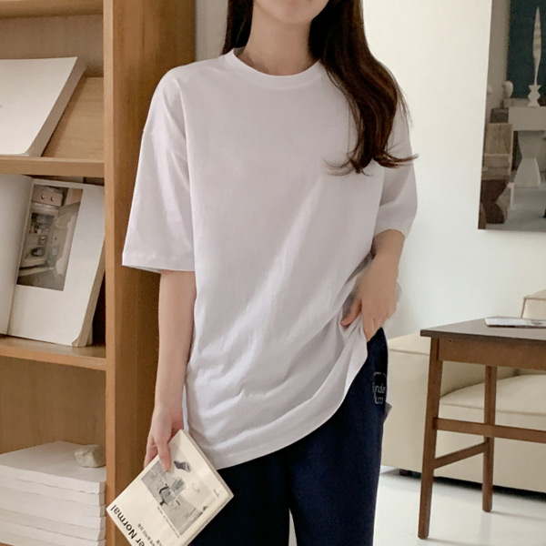 베이 2기장 바이오워싱 레이어드 티셔츠 여름