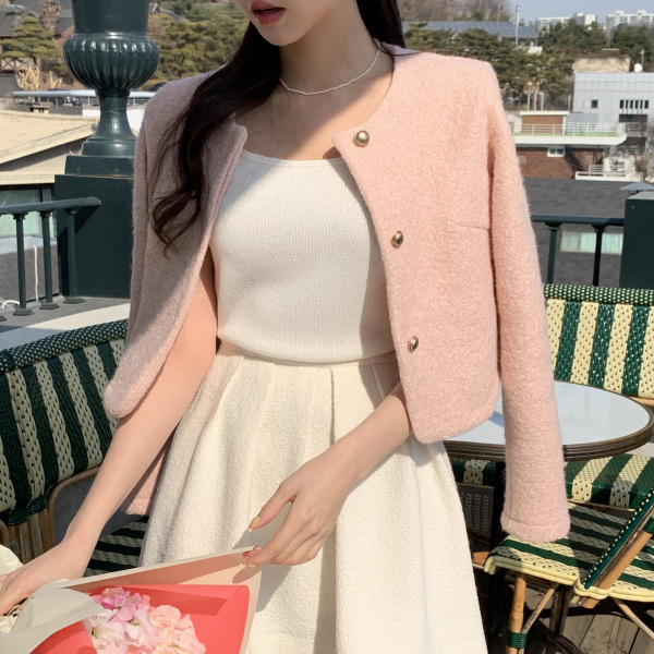 [울50%] 비비안 부클 트위드 세미크롭 자켓 jacket
