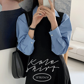 케일 원포켓 루즈핏 크롭 셔츠 blouse 벚꽃룩