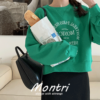몬트리 레터링 루즈핏 크롭 맨투맨 tee 벚꽃룩