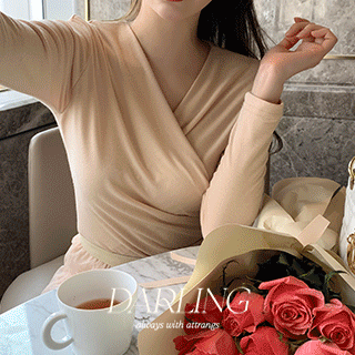 (MADE)달링 셔링 랩 티셔츠