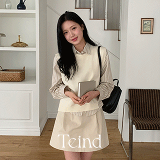 테인드 플리츠 핀턱 A라인 미니 스커트