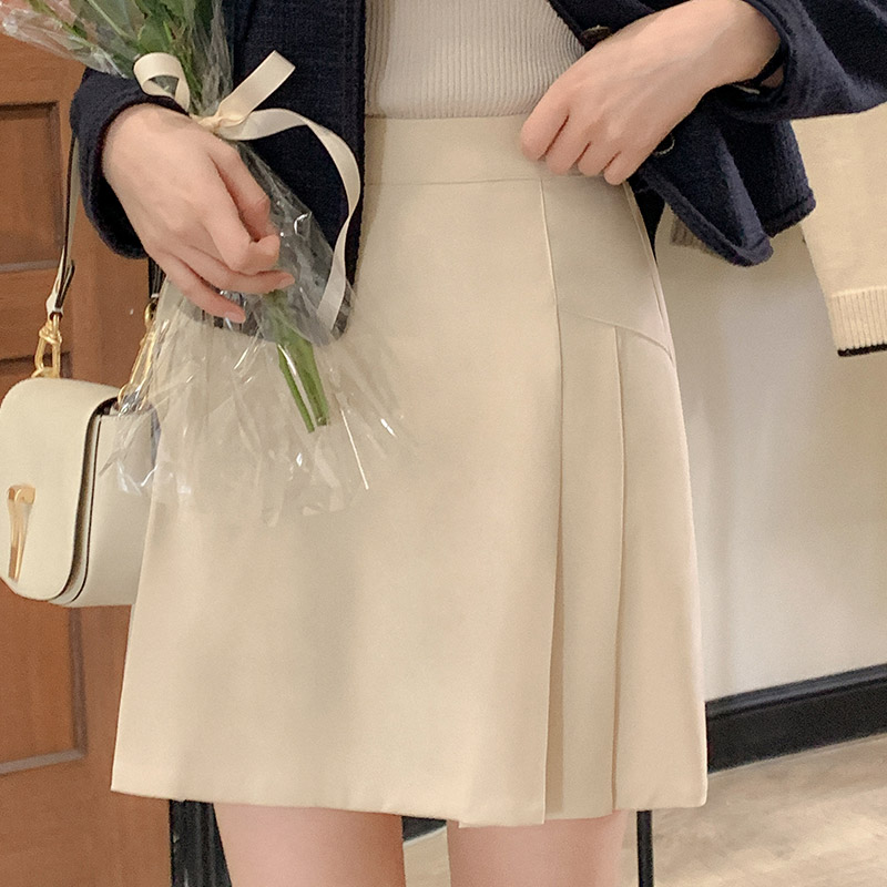 아몬드 사이드 플리츠 미니스커트